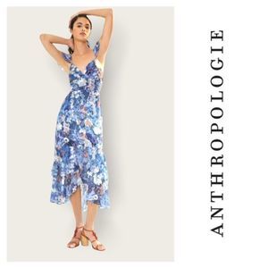 Anthropologie Hutch Coley Ruffle Chiffon Floral Maxi Dress Size 14